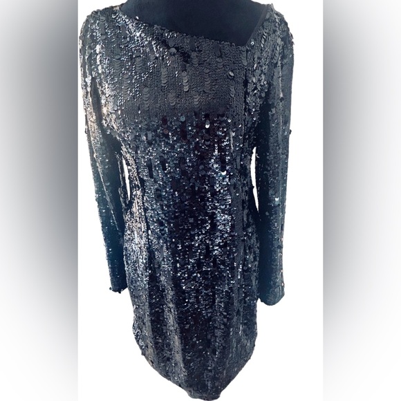 VIVIENNE HU Shift Sequence Dress Black Size 8 - Picture 3 of 11